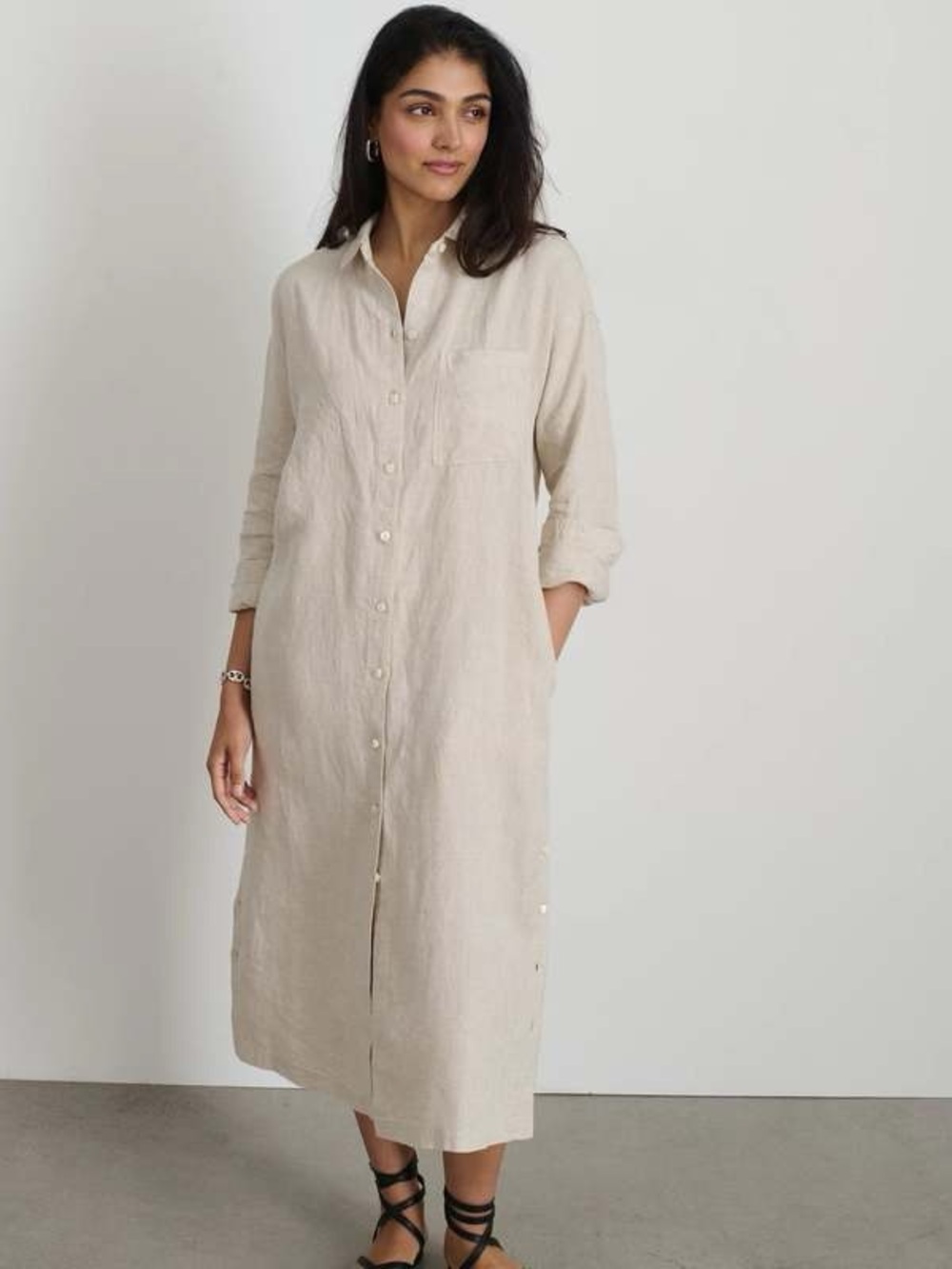 Alex Mill Kerry Linen Shirtdress Relaxed Button Front Midi Dress Medium